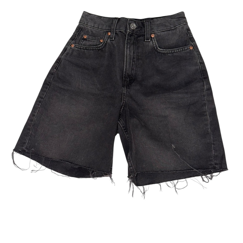 H&M Divided Black High Waisted Denim Cut-Off Shorts - Size 0